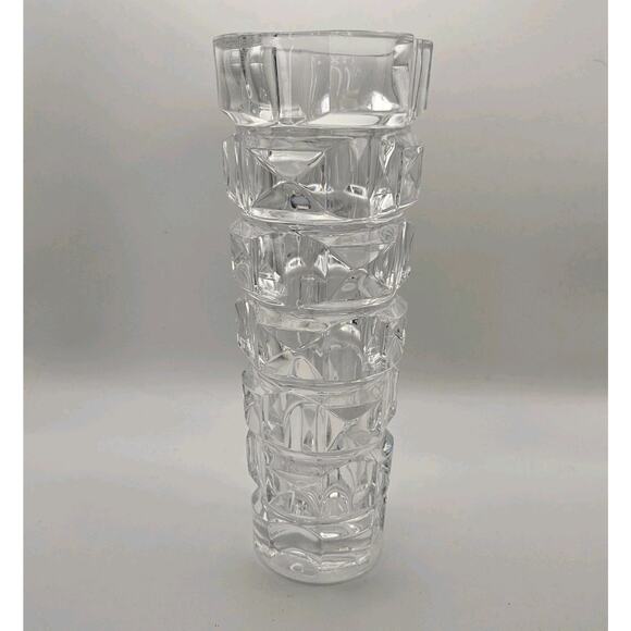 Vintage MCM Sklo Union Clear Czech Pressed Clear Glass Rudolpj Jurniki Vase - Picture 3 of 7